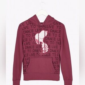 Peanuts/Snoopy Vintage Magenta Size Small Dancing Snoopy “Live to Dance" Hoodie